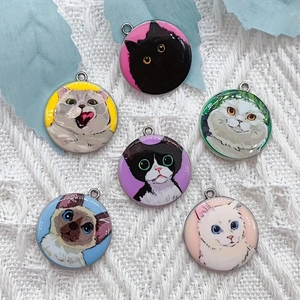 10pcs cartoon animal cat ename - Jewelry Making For Birthday Party 评论和价格