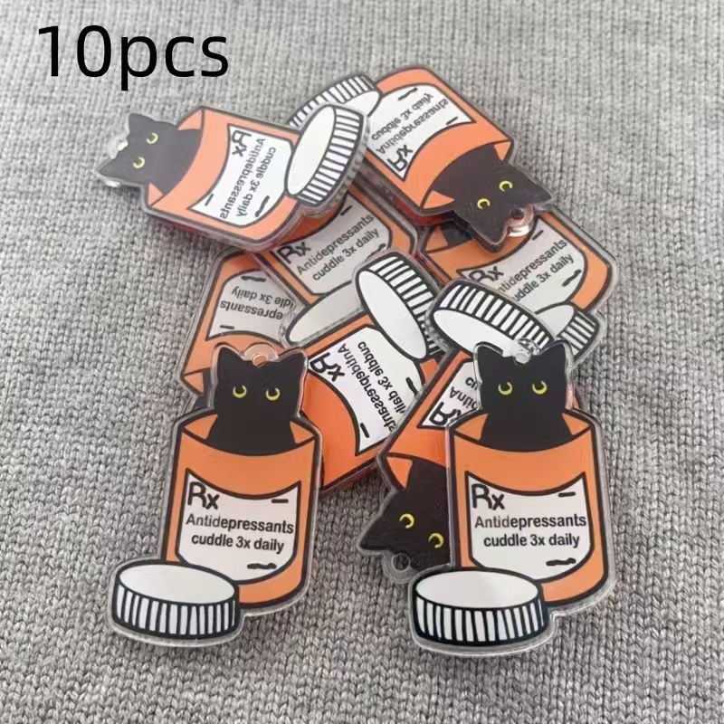 10pcs acrylic medicine cat pen - Jewelry Making For Birthday Party 评论和价格