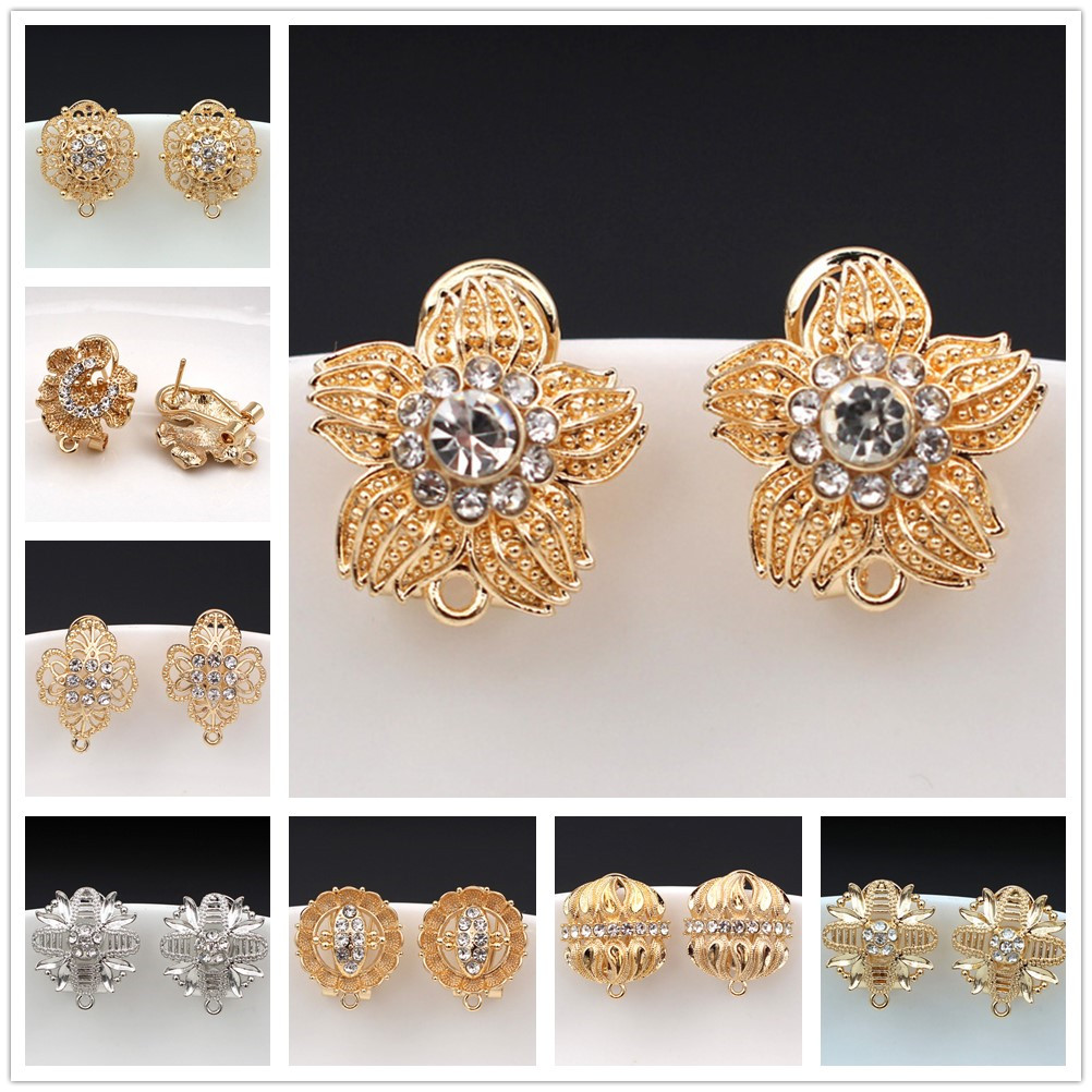 10pair CZ Flower Earrings Post - Jewelry Making Dubai 评论和价格