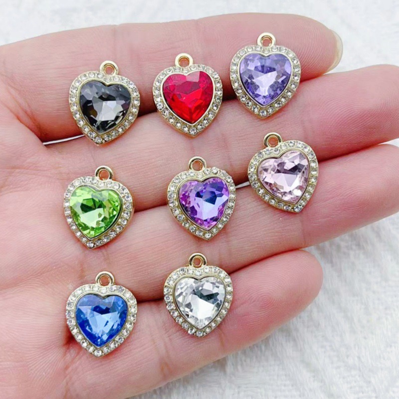 10pcs heart-shaped inlaid colo - Jewelry Making For Birthday Party 评论和价格