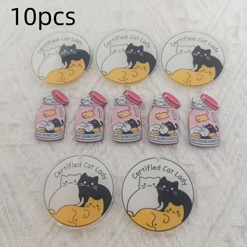 10pcs acrylic cute cat pendant - Jewelry Making For Birthday Party 评论和价格