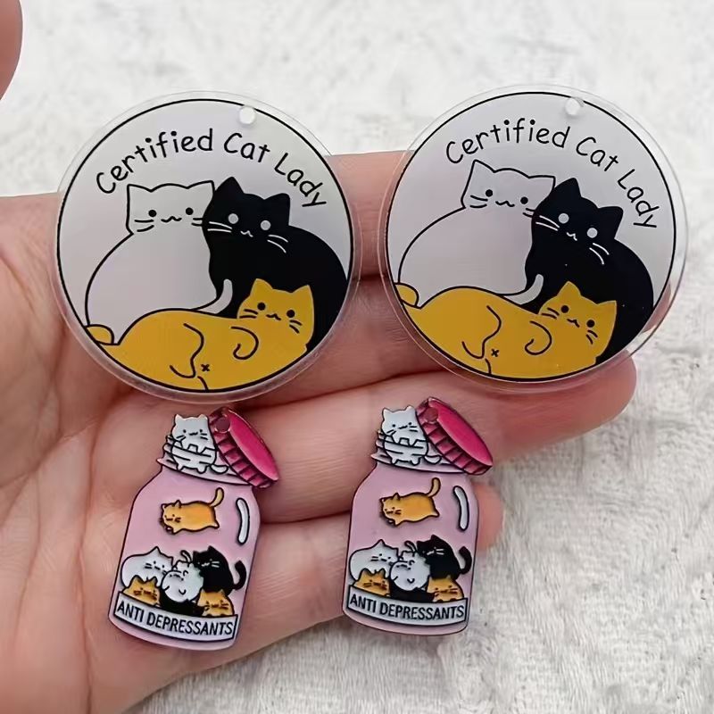 10pcs acrylic cute cat pendant - Jewelry Making For Birthday Party 评论和价格
