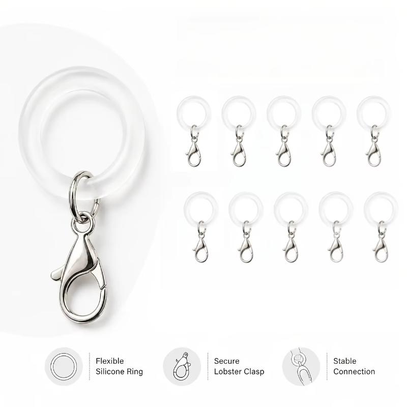 Silicone Umbrella Handle Rings - Lobster Clasp Silver 评论和价格
