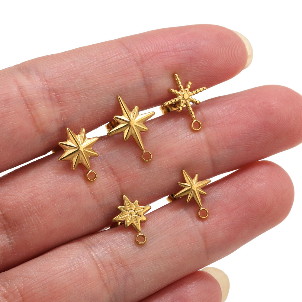 6pcs Stainless Steel Star Earr - Jewelry Making Techniques 评论和价格