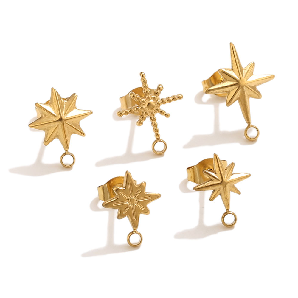 6pcs Stainless Steel Star Earr - Jewelry Making Techniques 评论和价格