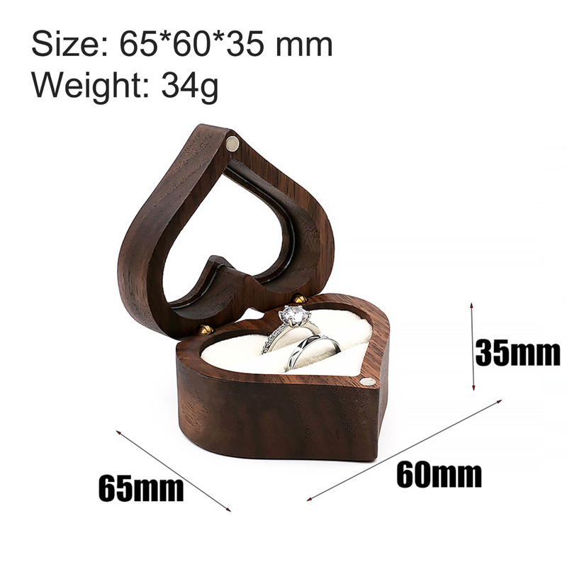 1Pcs Heart Walnut Wood Ring Bo - Jewelry Making Box 评论和价格