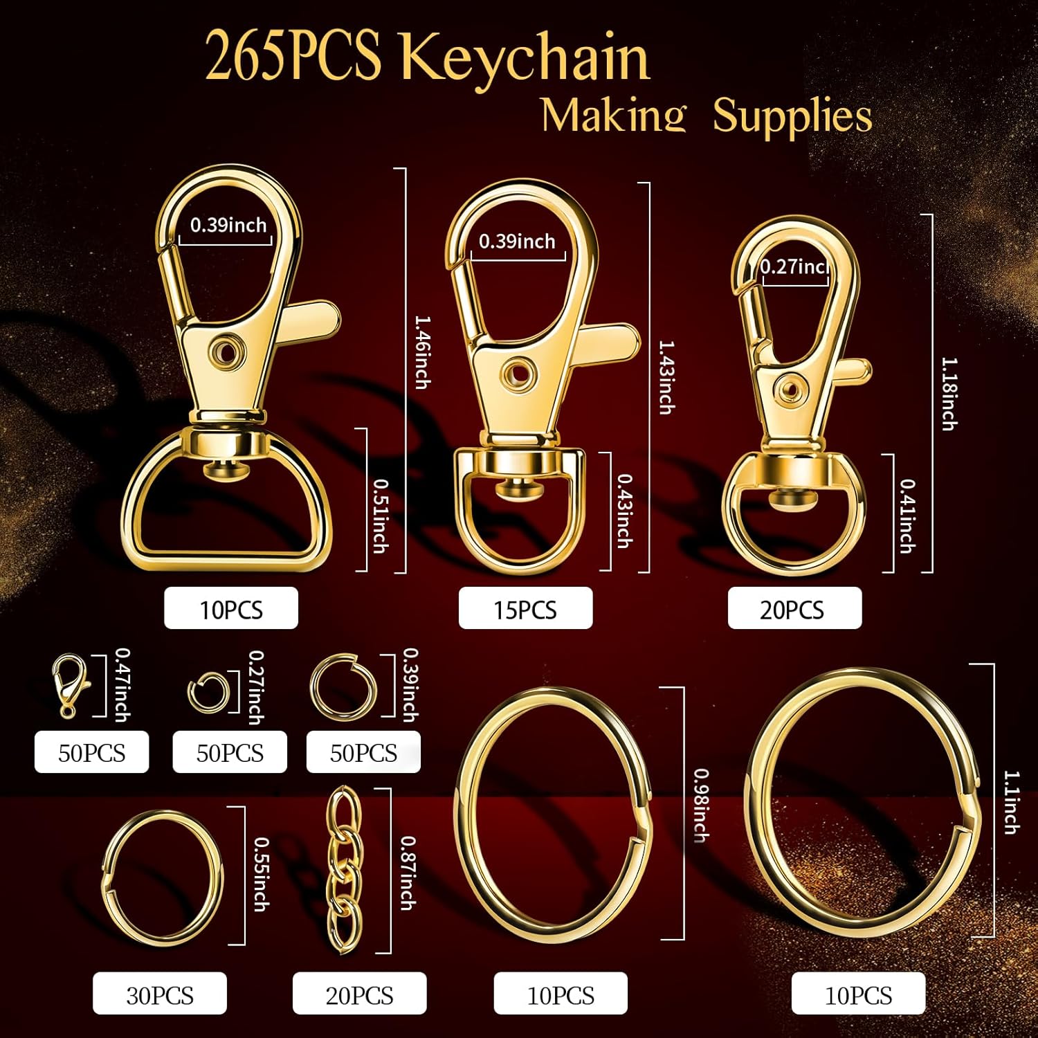 265PCS Metal Keychain Kit Lobs - Lobster Clasp Silver 评论和价格