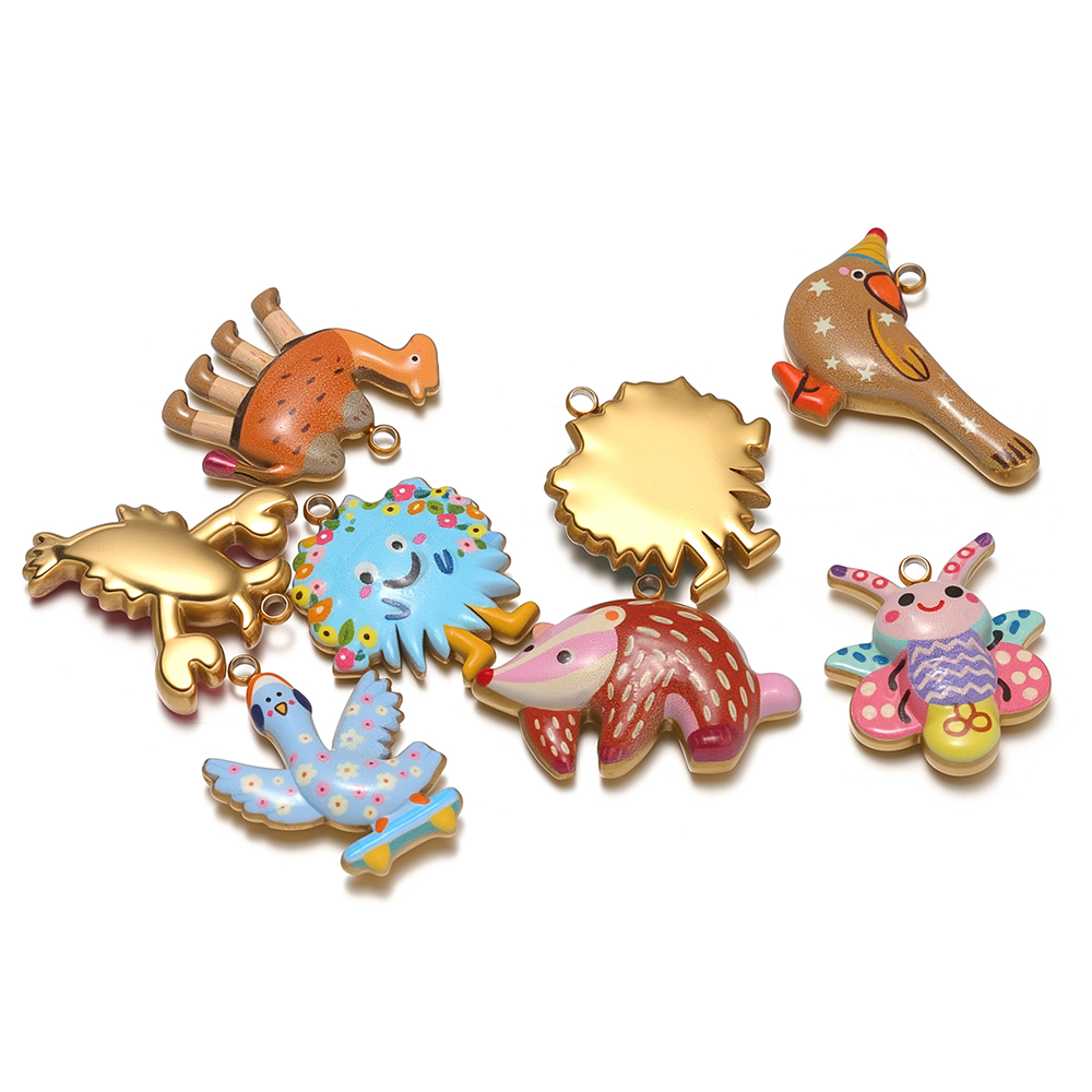 4pcs Stainless Steel Enamel An - Jewelry Making For Kids 评论和价格