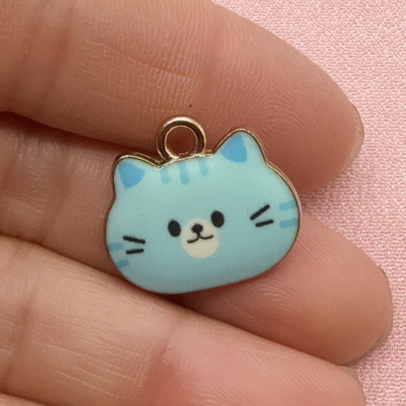 12pcs Printed Cat Head Alloy D - Jewelry Making For Birthday Party 评论和价格